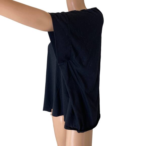 Natori top blouse T-shirt boxy black V-neck short sleeve SZ XL basic layering - Picture 4 of 9